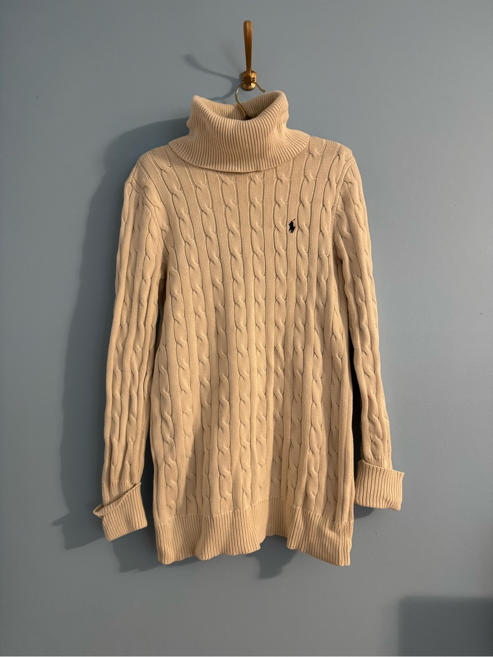 Gorgeous ralph lauren 100% cotton cream turtleneck sweater dress